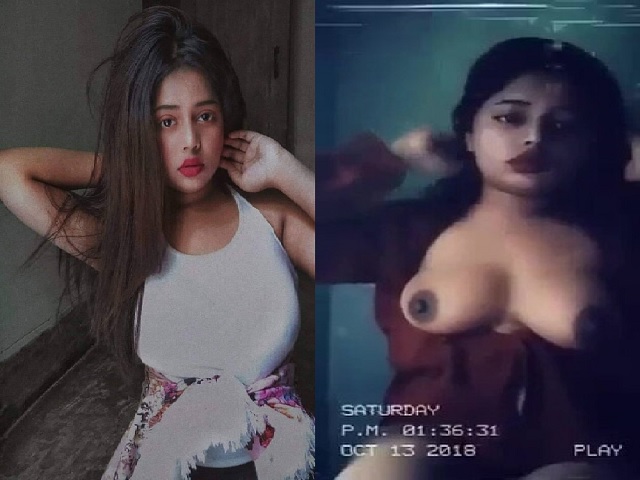 Round Big Boobs Girl Posing Topless Viral Show
